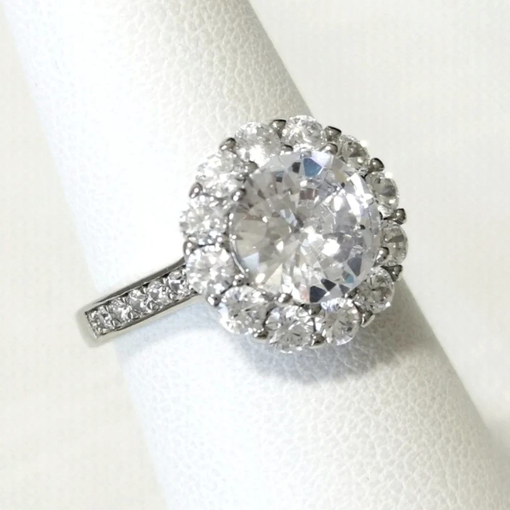 3ct CZ halo scallop flower ring size 6 🆕